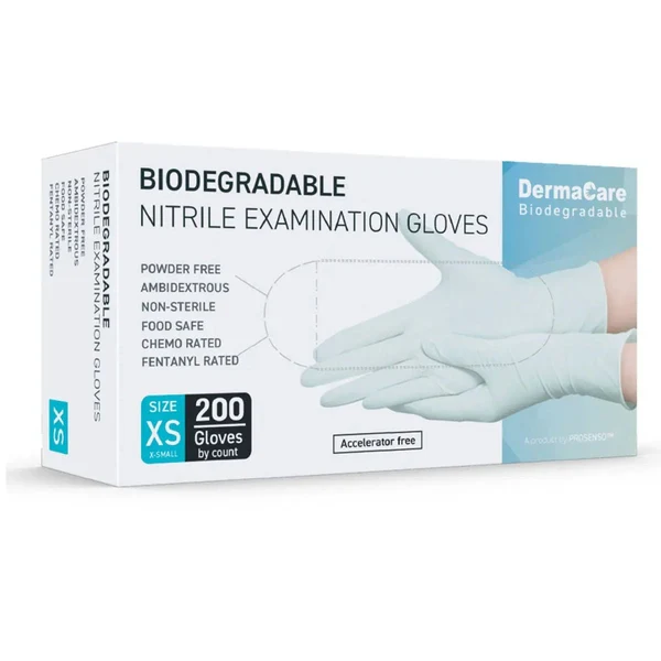 DermaCare Biodegradable Nitrile Examination Gloves - case of 2000 gloves