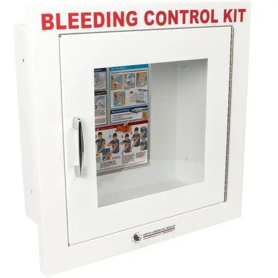 Metal Semi-Recessed Cabinet for Public Access Bleeding Control Packs