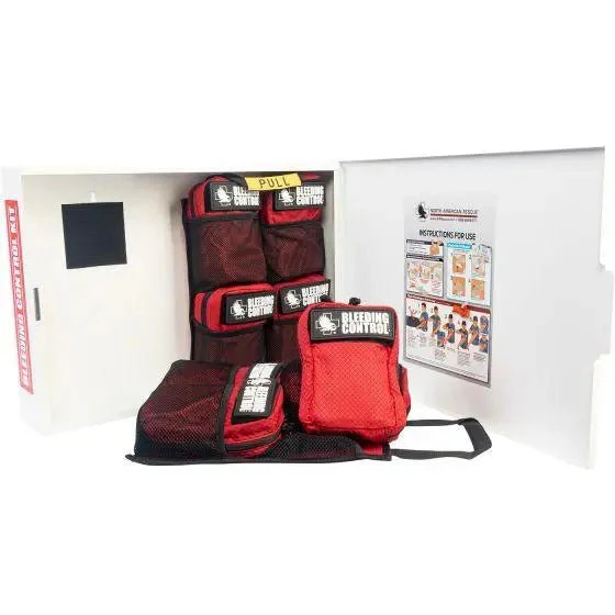 Public Access Bleeding Control Station - 8-PACK Nylon Pouch - Low Profile Metal Station - Image 2