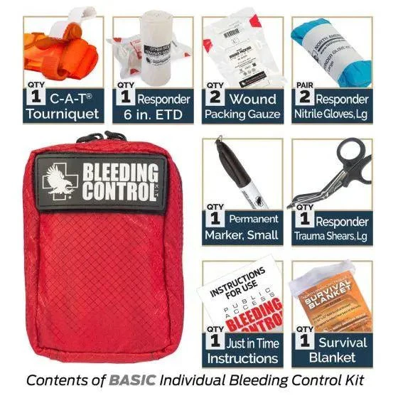 Public Access Bleeding Control Station - 8-PACK Nylon Pouch - Metal Semi-Recessed Cabinet - Image 5