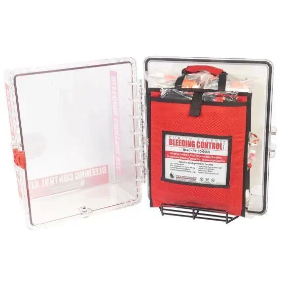 Public Access Bleeding Control Station - 8-PACK VACUUM SEALED - Clear PolyCarbonate Cabinet - Image 2