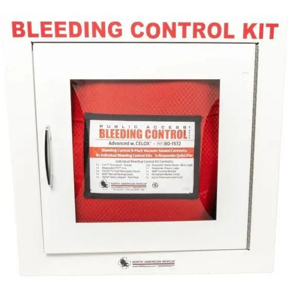 Public Access Bleeding Control Station - 8-PACK VACUUM SEALED - Metal Semi-Recessed Cabinet - Image 2