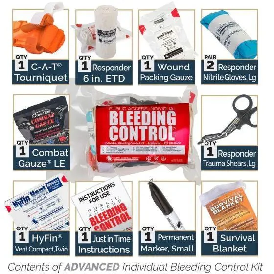 Public Access Bleeding Control Station - 8-PACK VACUUM SEALED - Metal Semi-Recessed Cabinet - Image 7