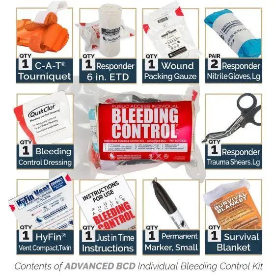 Public Access Bleeding Control Station - 8-PACK VACUUM SEALED - Metal Semi-Recessed Cabinet - Image 8